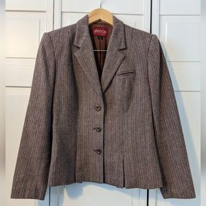 Sasson Herringbone Pinstripe Brown Blazer, 6/7